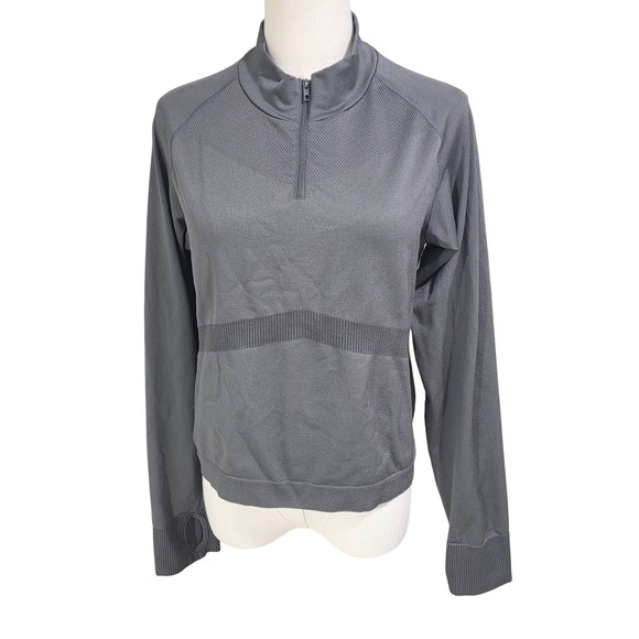 PINK Victoria's Secret Tops - PINK Active Quarter Zip Pullover Womens XL Gray Seamless Thumbhole Excellent